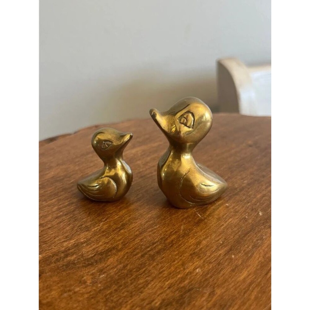 MCM vintage Miniature solid Brass ducks